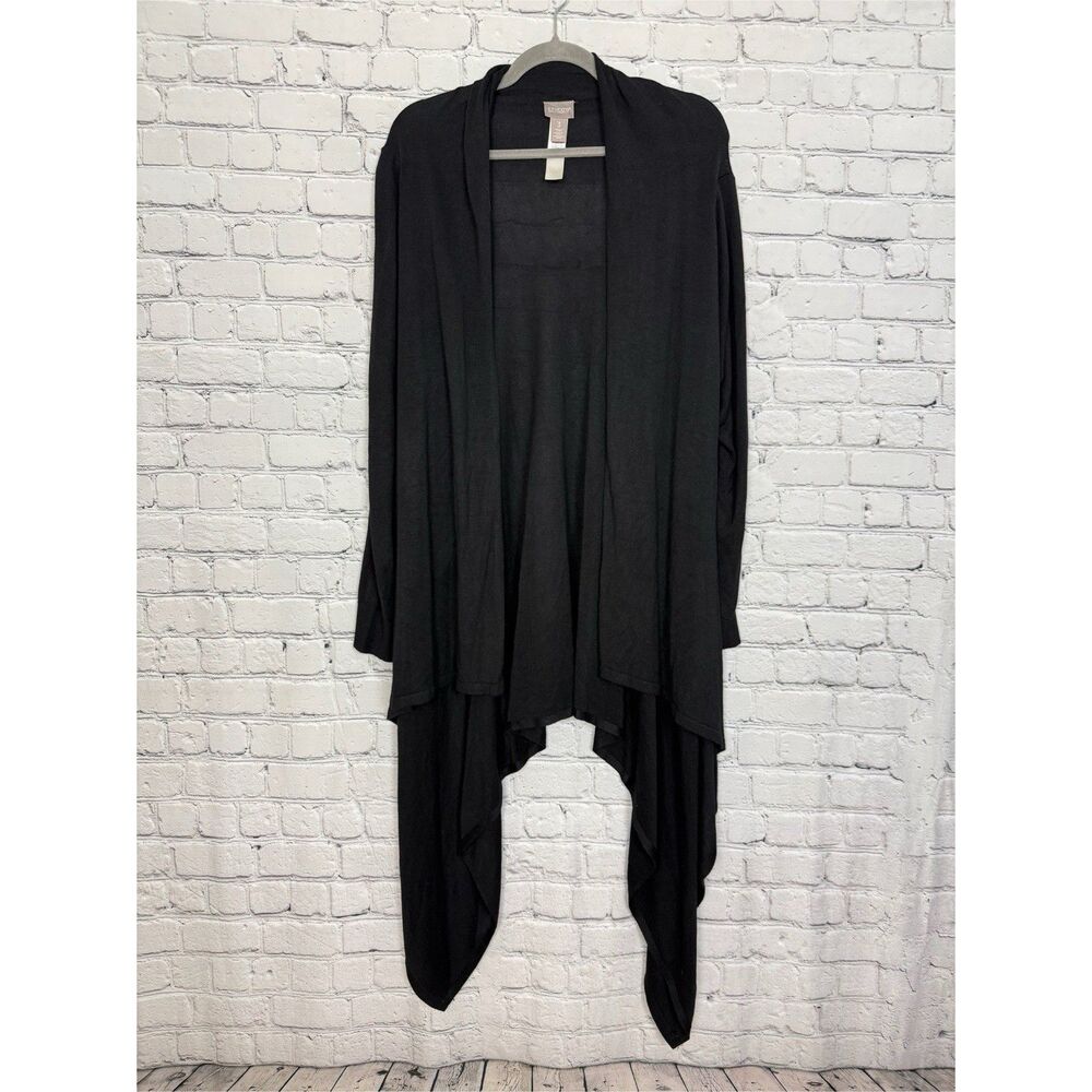 Chico's Black Longline Asymmetrical Poncho Cardigan Top Women Size 3 US 16/18 XL